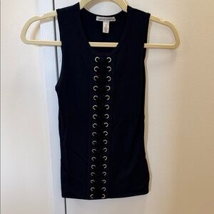 Autumn Cashmere Navy Lace-Up Tank Top